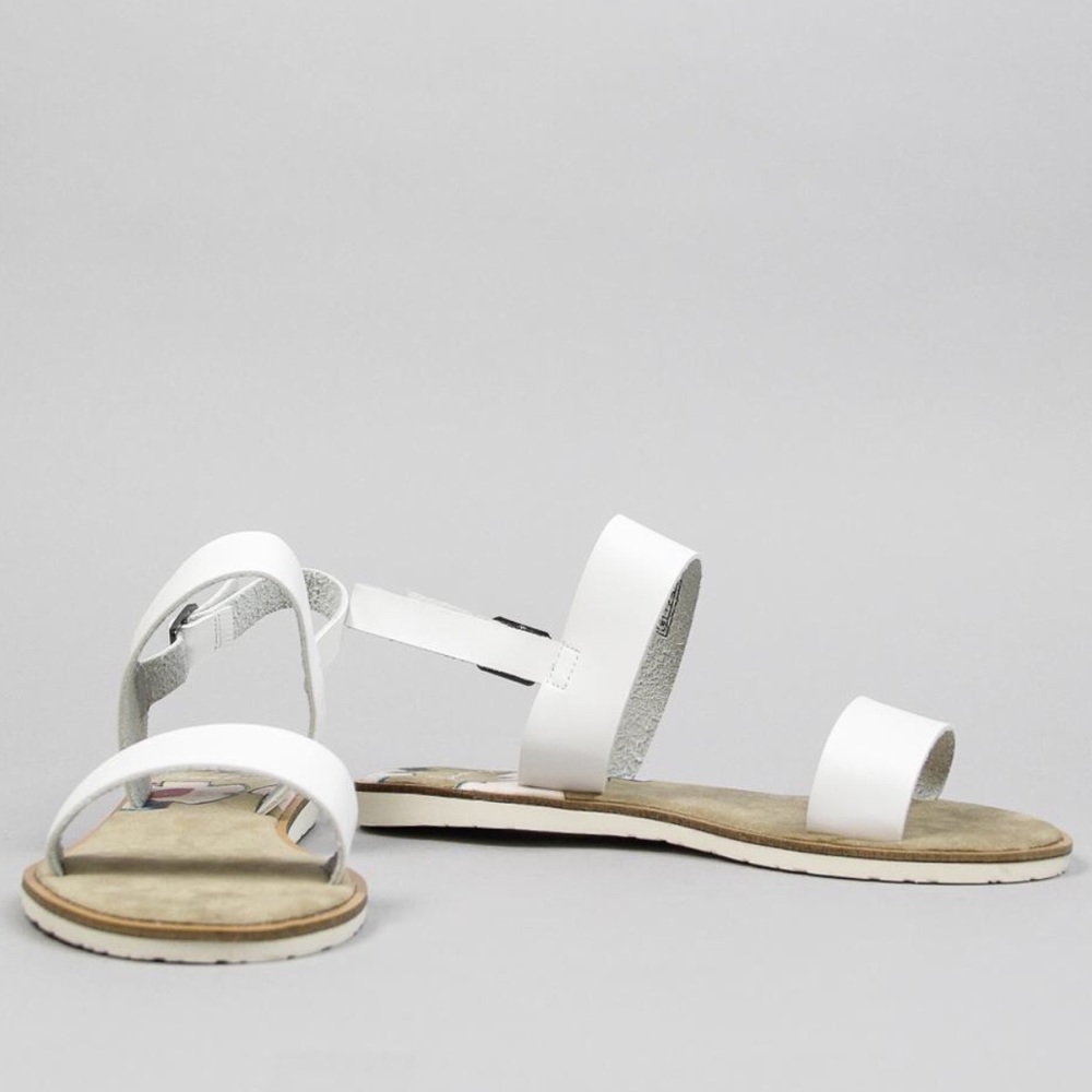 White Leather Double Strap Slingback Sandal - Picture 5 of 7